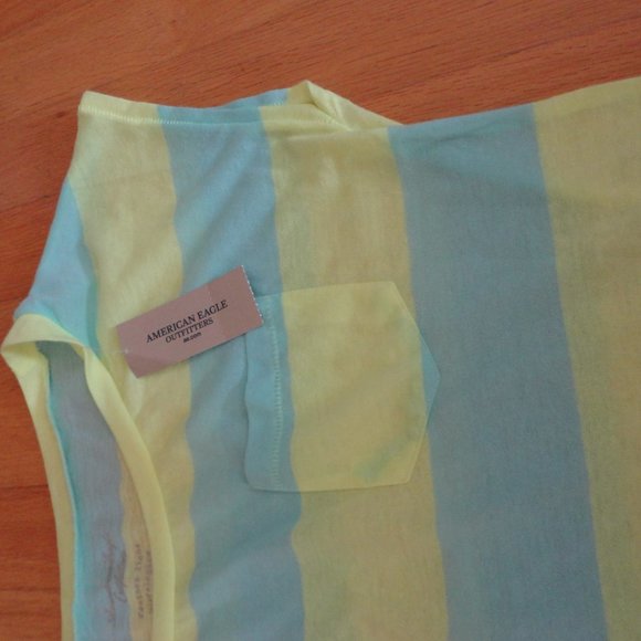 American Eagle Feather Light green/blue stripe tee - Picture 8 of 8